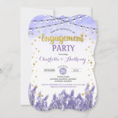 Lavendel verlovingsfeest uitnodiging paarse gouden (Voorkant)