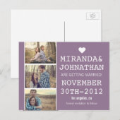 Lavendel vetgedrukte fotostrip Bewaar de datum Pos Aankondigingskaart (Voorkant / Achterkant)