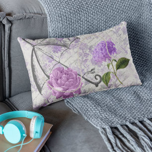 Lavendel Victoriaans Ephemera Bloemen Land Chic Kussen