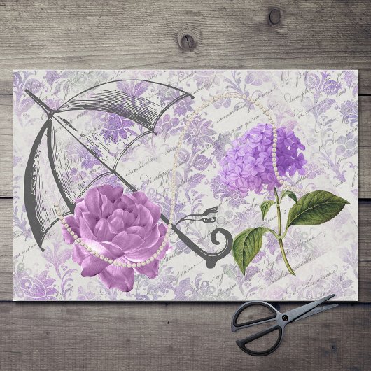 Lavendel Victoriaans Ephemera Bloemen Land Chic Tissuepapier