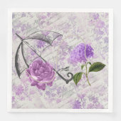 Lavendel Victoriaanse Ephemera Bloemige Landelijke Servet (Voorkant)