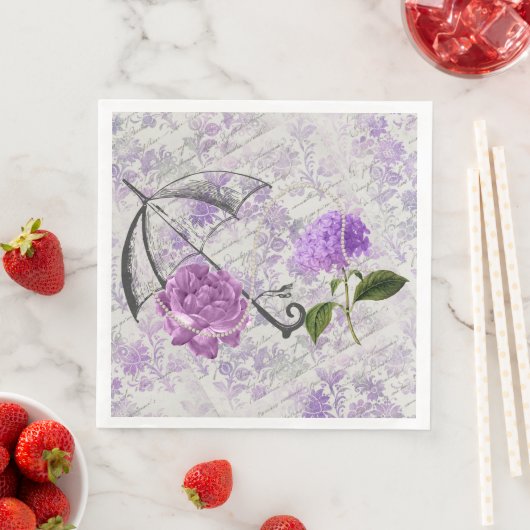 Lavendel Victoriaanse Ephemera Bloemige Landelijke Servet (Insitu)