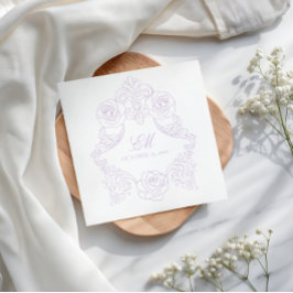 Lavendel Victoriaanse Wapen Monogram Bruiloft Servet