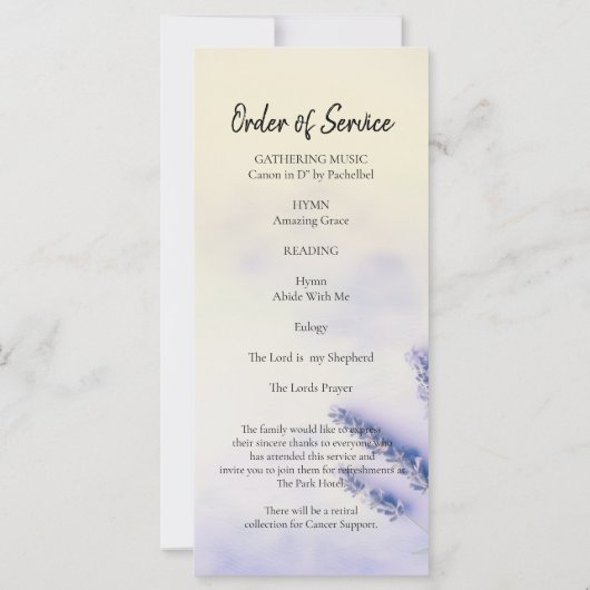 Lavendel Viering van het Leven Kaart (Achterkant)