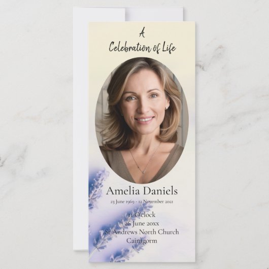 Lavendel Viering van het Leven Kaart (Voorkant)