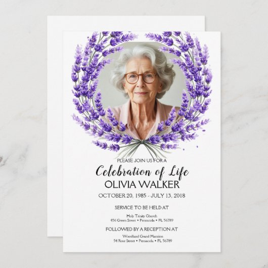 Lavendel viering van het leven kaart (Voorkant / Achterkant)