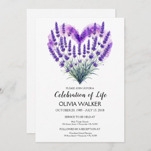 Lavendel viering van het leven kaart (Voorkant / Achterkant)
