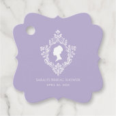 Lavendel Vintage Crest Regency Dame Bruidsdouche Bedankjes Labels (Voorkant)