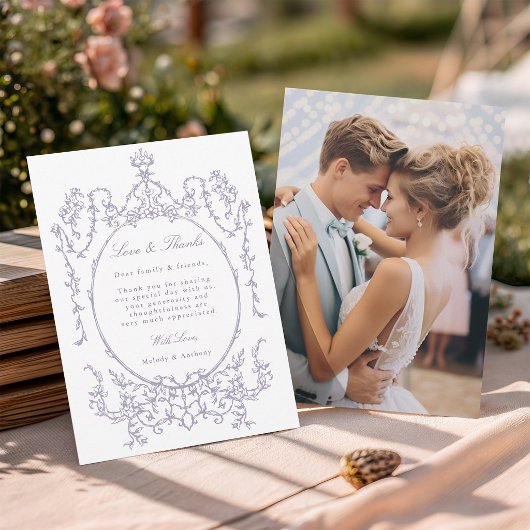 Lavendel Vintage Frame Trouwfoto Bedankkaart