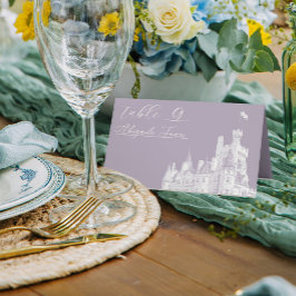 Lavendel Vintage Kasteel Illustratie Trouwen Plaatskaartje