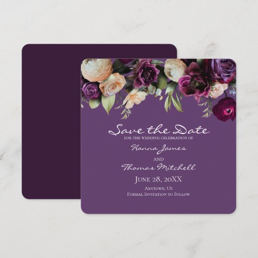 Lavendel Vintage Romantische Bloemige Bruiloft Save The Date (Voorkant / Achterkant)