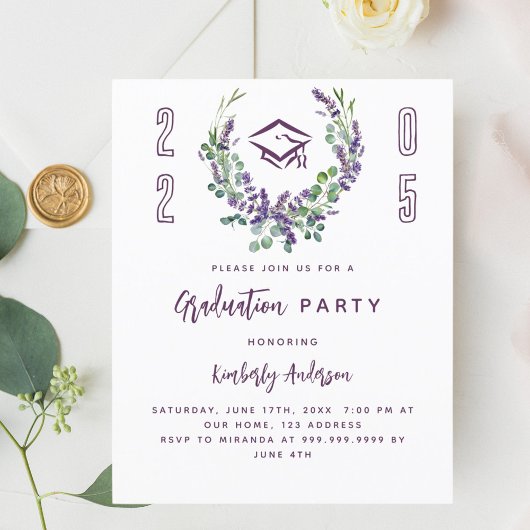 Lavendel violet 2025 Uitnodiging voor afstudeerfee