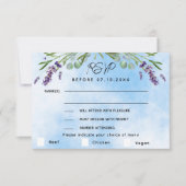Lavendel violet blauw menu QR bruiloft RSVP reacti (Voorkant)