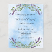 Lavendel violet blauw QR budget bruiloft uitnodigi Flyer (Voorkant)