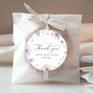 Lavendel Violet Bloemachtige Bruiloft Thank You Ronde Sticker