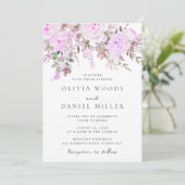 Lavendel & Violet Bloemen Huwelijk Kaart (Staand voorkant)