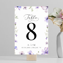 Lavendel Violet Bloemen Script Monogram Bruiloft Kaart