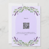 Lavendel violet bloemenboog QR code RSVP bruiloft Kaart (Achterkant)