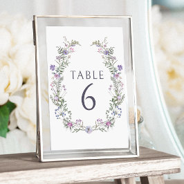Lavendel violet bloemenbruiloft tafel nummers kaart