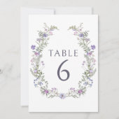 Lavendel violet bloemenbruiloft tafel nummers kaart (Voorkant)