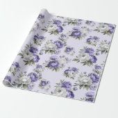 Lavendel violet bloemig elegant cadeaupapier (Uitgerold)