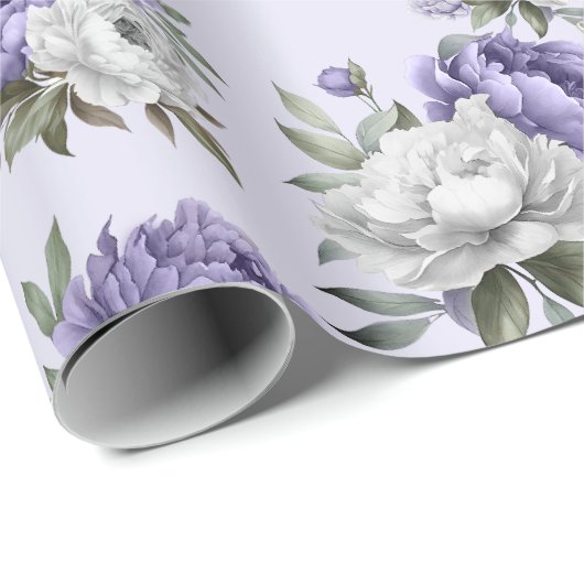 Lavendel violet bloemig elegant cadeaupapier (Rol Hoek)