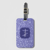 Lavendel violet fonkelt glitter bling Monogram Bagagelabel (Voorkant (verticaal))