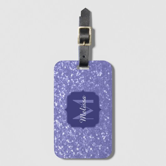 Lavendel violet fonkelt glitter bling Monogram Bagagelabel (Voorkant (verticaal))