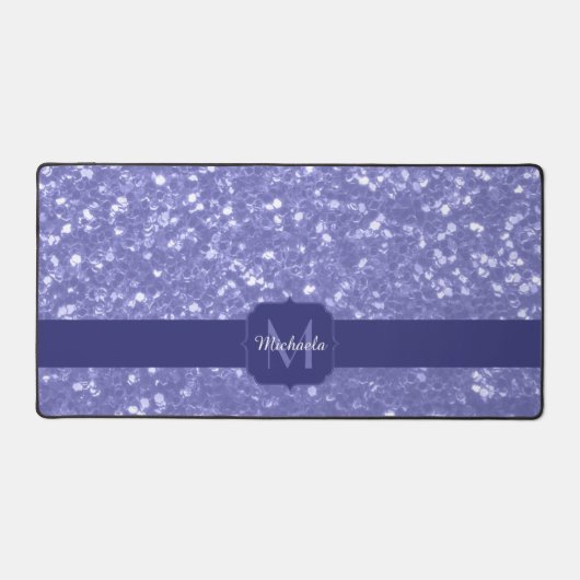 Lavendel violet fonkelt glitter bling Monogram Bureaumat (Voorkant)