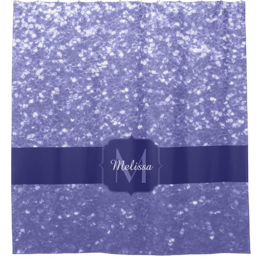 Lavendel violet fonkelt glitter bling Monogram Douchegordijn (Voorkant)