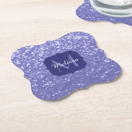 Lavendel violet fonkelt glitter bling Monogram Kartonnen Onderzetters (Gekanteld)
