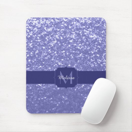 Lavendel violet fonkelt glitter bling Monogram Muismat (Met muis)