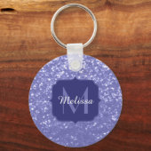 Lavendel violet fonkelt glitter bling Monogram Sleutelhanger (Achterkant)