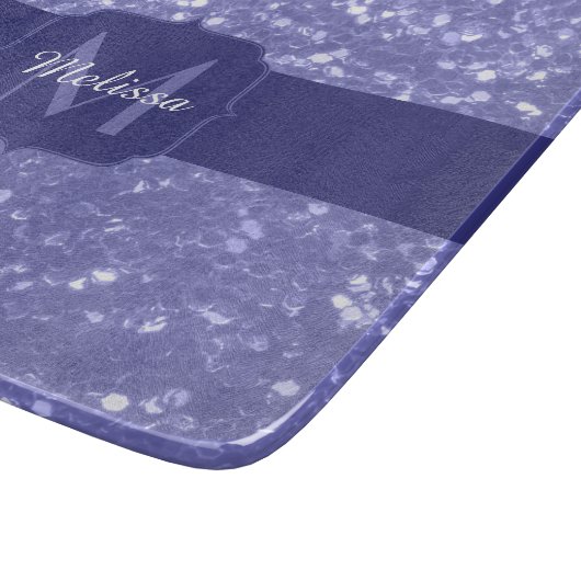 Lavendel violet fonkelt glitter bling Monogram Snijplank (Hoek)