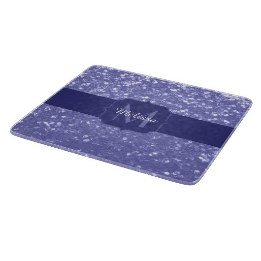 Lavendel violet fonkelt glitter bling Monogram Snijplank (Hoek)