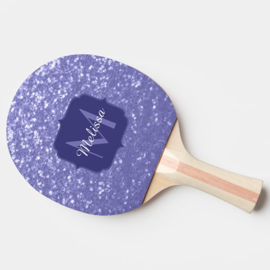 Lavendel violet fonkelt glitter bling Monogram Tafeltennisbatje (Zijkant)