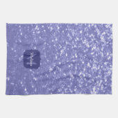 Lavendel violet fonkelt glitter bling Monogram Theedoek (Horizontaal)