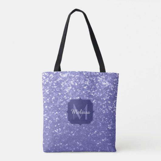 Lavendel violet fonkelt glitter bling Monogram Tote Bag (Achterkant)