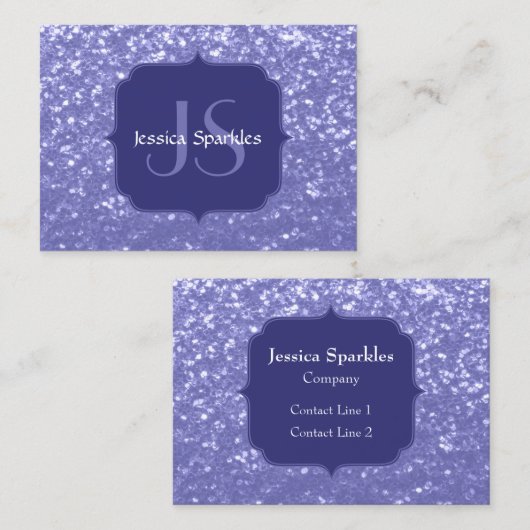 Lavendel violet fonkelt glitter bling Monogram Visitekaartje (Voorkant / Achterkant)