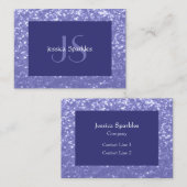 Lavendel violet fonkelt glitter bling Monogram Visitekaartje (Voorkant / Achterkant)