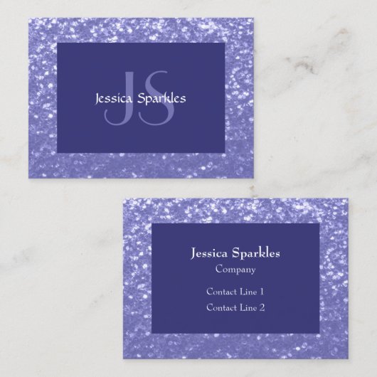 Lavendel violet fonkelt glitter bling Monogram Visitekaartje (Voorkant / Achterkant)