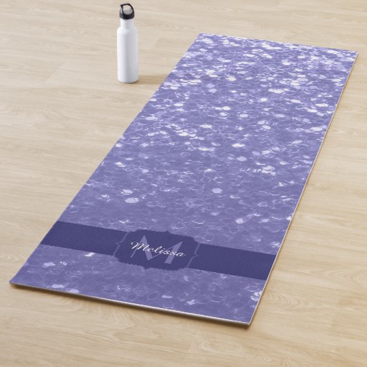 Lavendel violet fonkelt glitter bling Monogram Yogamat (In situ)