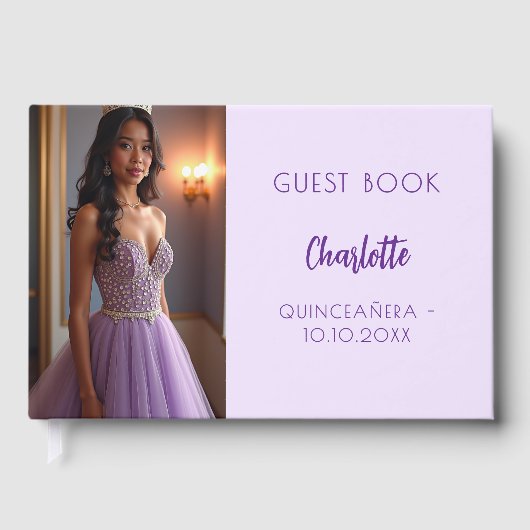 Lavendel violet foto Quinceanera Gastenboek (Voorkant)
