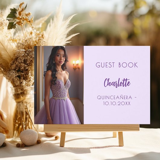 Lavendel violet foto Quinceanera Gastenboek