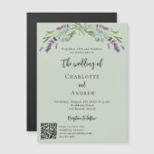 Lavendel violet groen QR details luxe bruiloft Magnetische Uitnodiging (Voorkant / Achterkant)