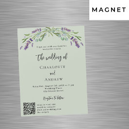 Lavendel violet groen QR details luxe bruiloft Magnetische Uitnodiging