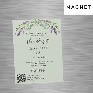 Lavendel violet groen QR details luxe bruiloft Magnetische Uitnodiging