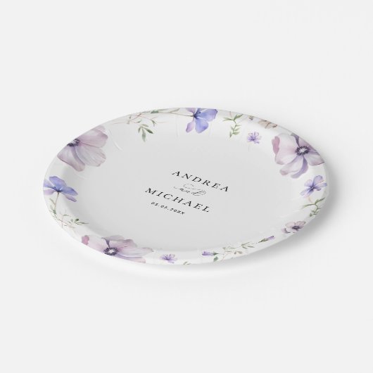 Lavendel Violet Paarse lente bloemenbruiloft Papieren Bordje (Gekanteld)