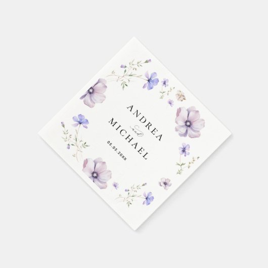 Lavendel Violet Paarse Lente Wildbloemen Bruiloft Servet (Hoek)