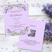 Lavendel violet QR code budget bruiloft uitnodigin Flyer